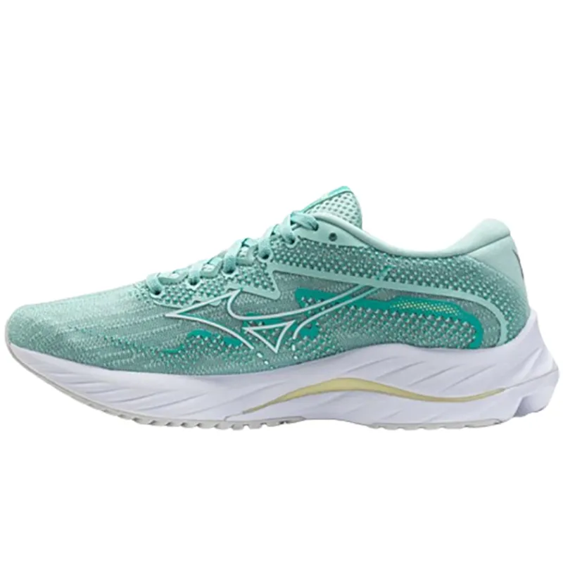 Mizuno Women's Wave Rider 27 Running Shoes Eggshell Blue/White/Anise Flower-1